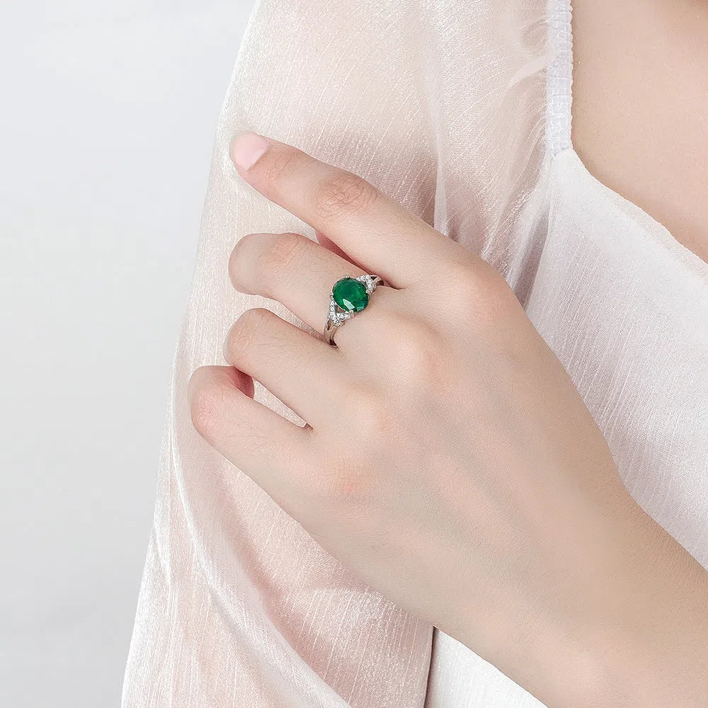 Adjustable open ring for women, copper with platinum electroplating, inlaid zircon cross, emerald tourmaline colour effect.