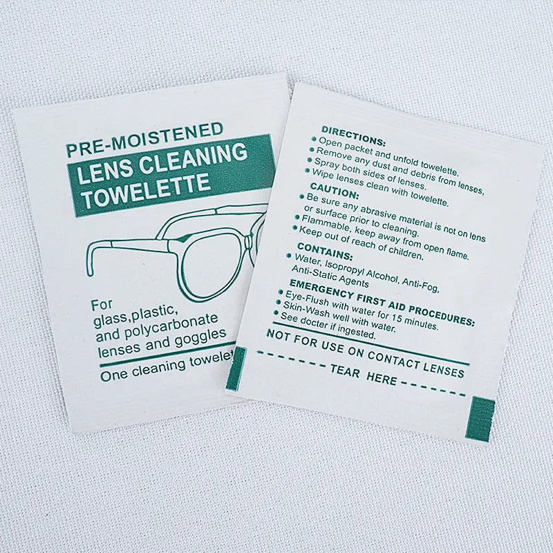 100 pack individually packaged white glasses cleaning wipes with anti-fog properties