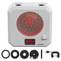 Dry fire laser target with infrared counting electronic system, ABS housing, magnetic plate, and four target rings on a tabletop