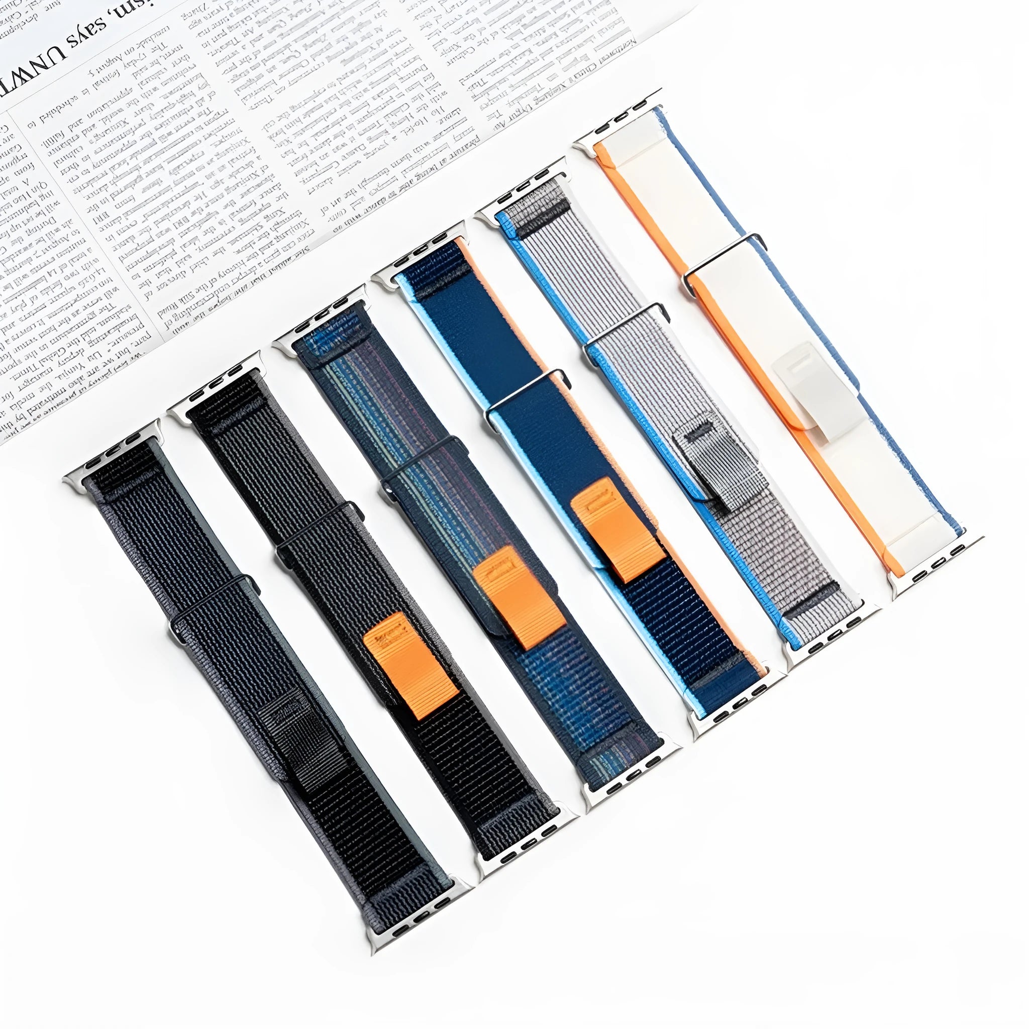 Nylon two-section replacement watch band for Apple Watch, sports style, black and grey colour