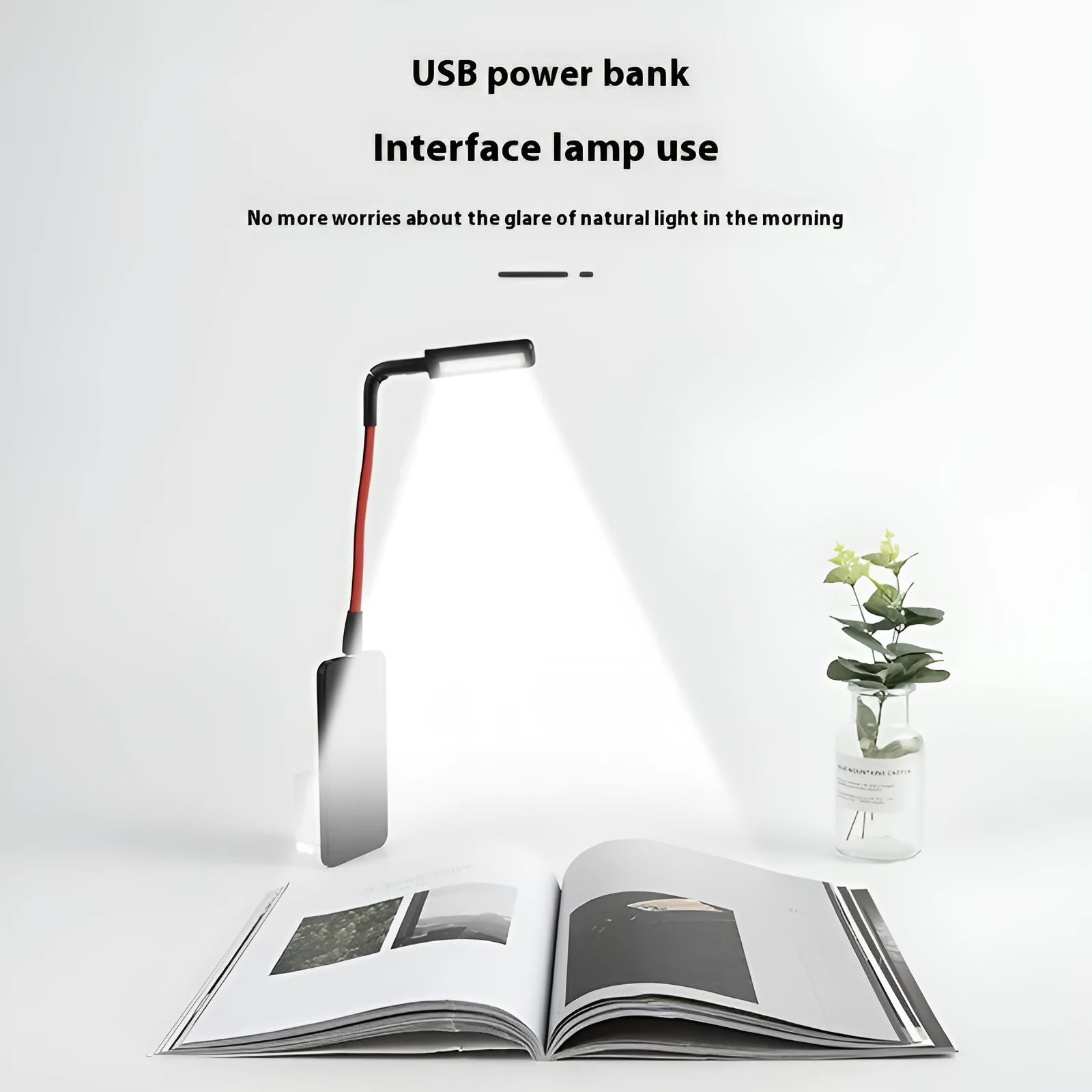 Smart gesture-sensing USB night light in red and black, compact 222x27mm size, three-colour LED ambient light