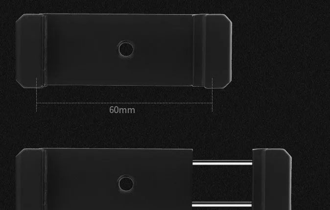 Aluminium smartphone bracket accessory for table top tripod, compatible with Apple iPhone models.