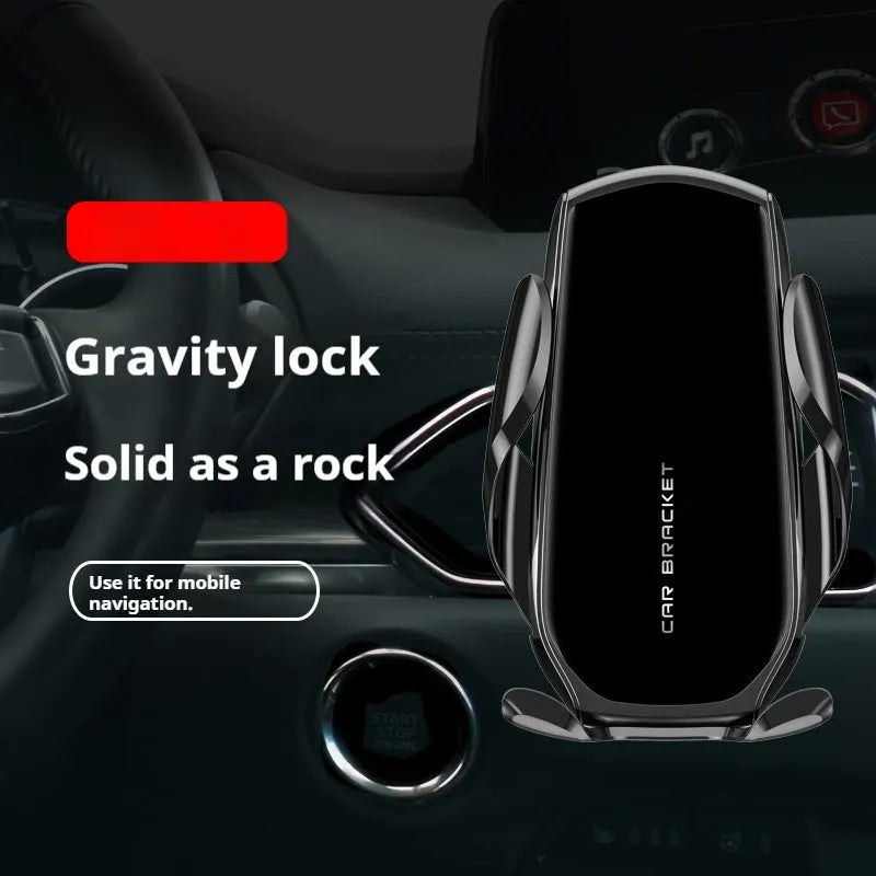 Car interior air outlet navigation support dashboard phone holder with wireless charging in black