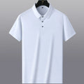 Non-ironing solid colour short sleeve men's business casual shirt in navy blue.