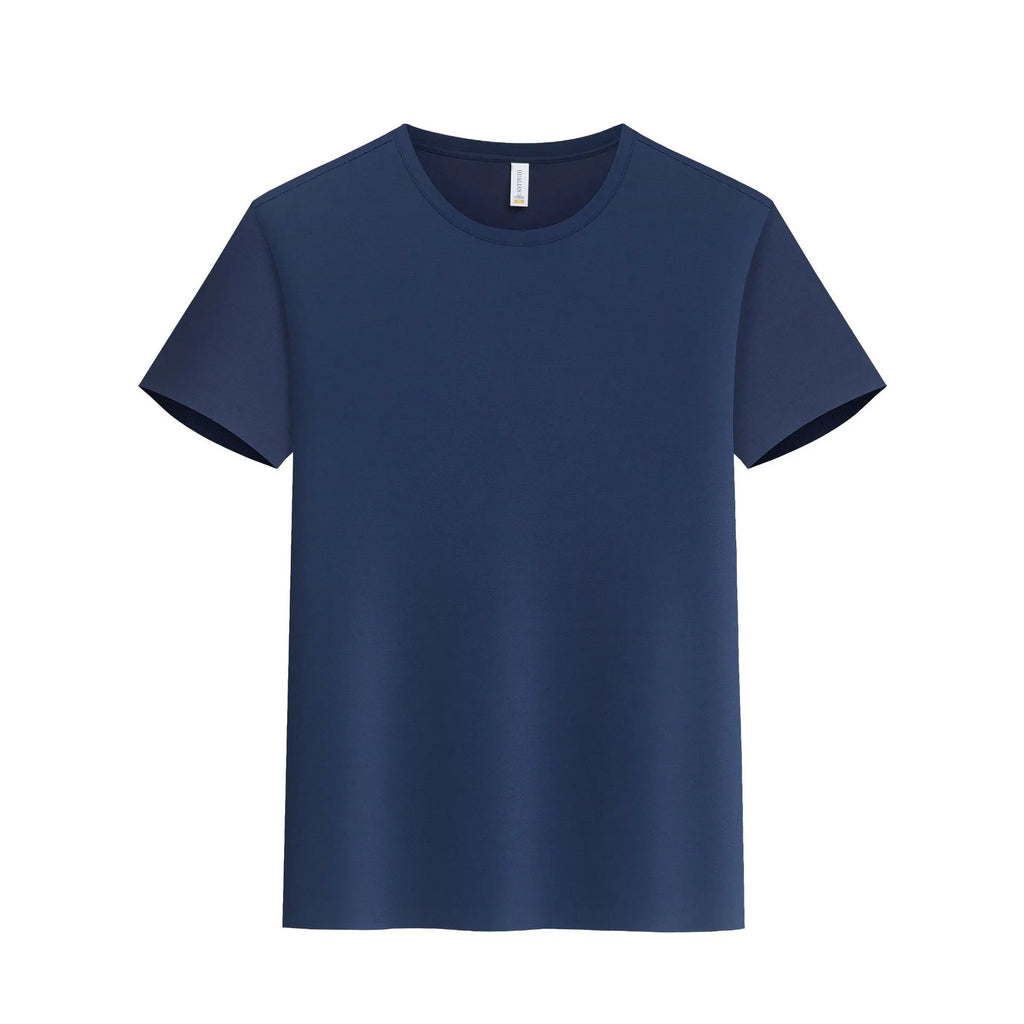 Slim fit round neck short sleeve fitness top in solid colour, nylon spandex blend, available in black and other colours from S to 4XL