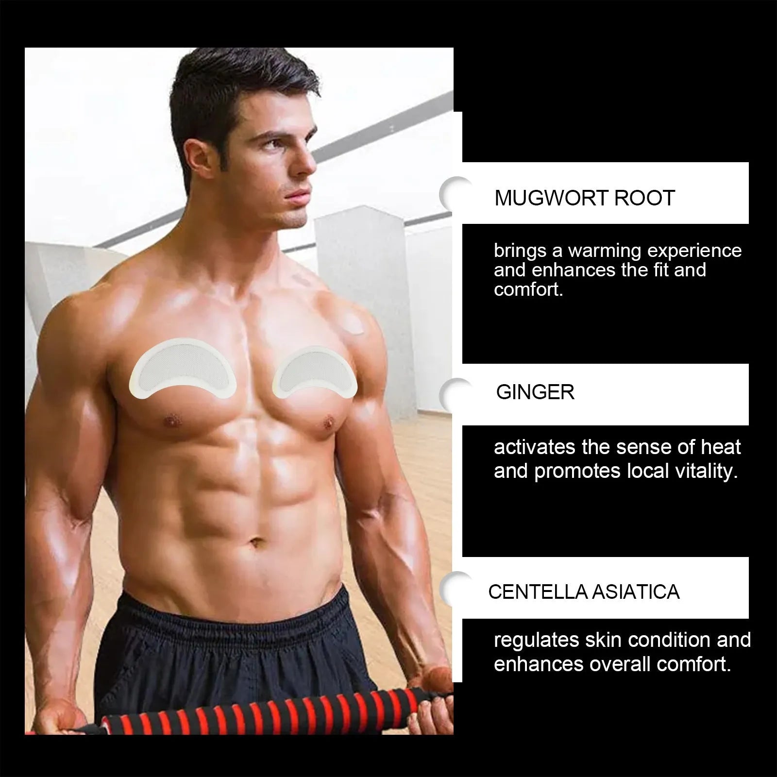 Pack of four thin, square men's figure control chest patches for discreet body shaping.