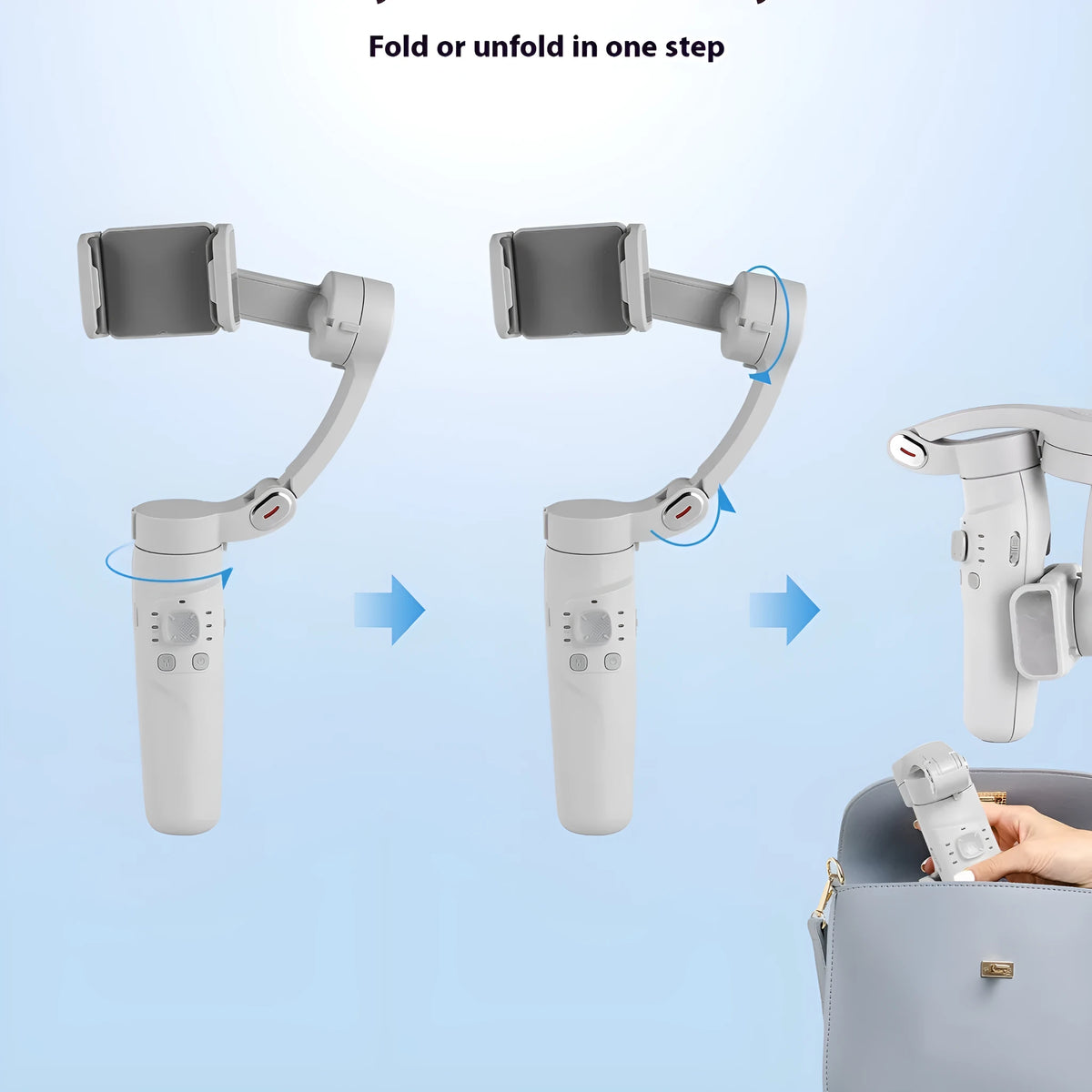 New M01 handheld tripod phone stabilizer in three-axis stable series, lightweight ABS design