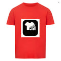 Red and white striped short sleeve T-shirt with a Japanese retro style, made from silk and linen.