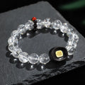 Natural white crystal ebony five warp bracelet showing handcrafted ethnic design and blackwood material