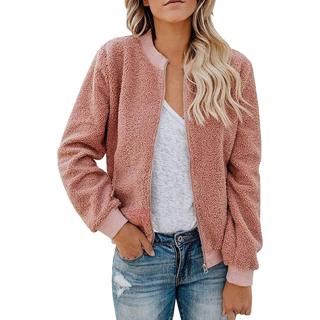 Lambswool zipper jacket coat top for women in multiple colours