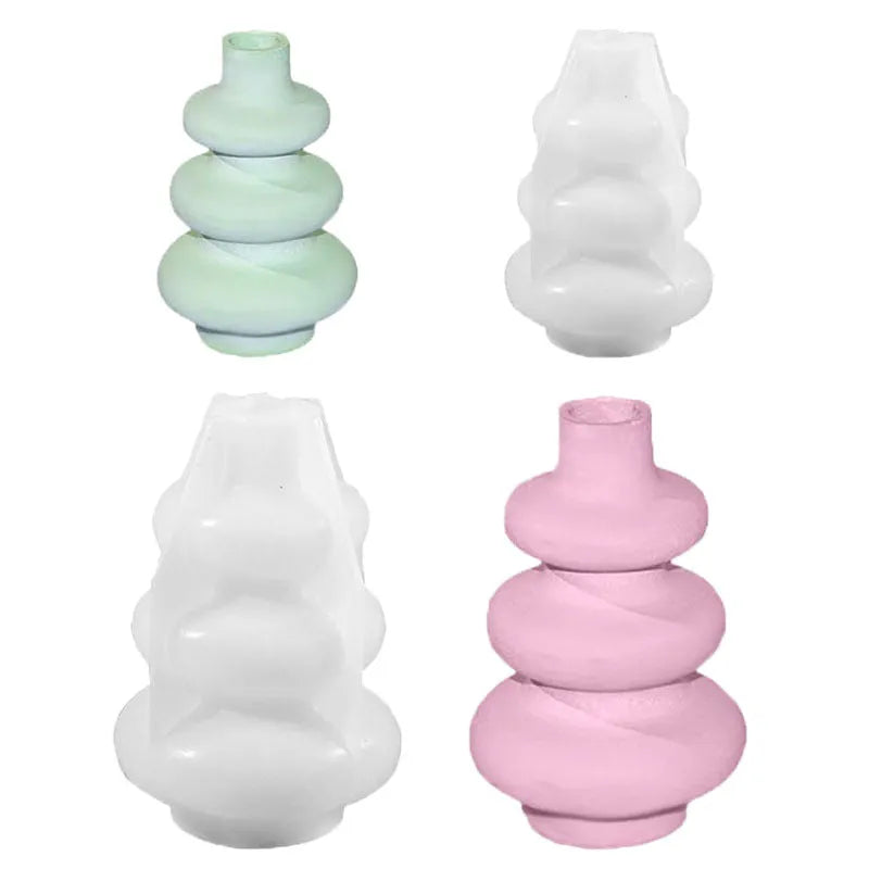Silicone mould for three-layer circle vase ornaments in irregular shape