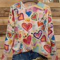 Digital printed loose fit top with lapel collar in various sizes showing all-over printing design