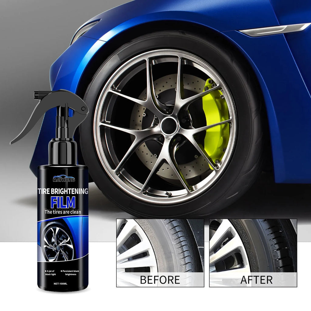 Car tyre spray paint 100ml bottle with cleaning agent for wheel refurbishment and polishing