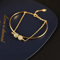 Hetian jade lucky beads bracelet with gold inlay in women's style
