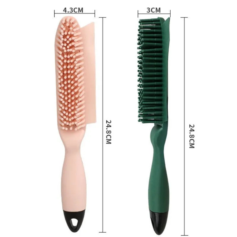 Green and pink dual-use dog brush and sticky clothes hair remover for pet grooming.
