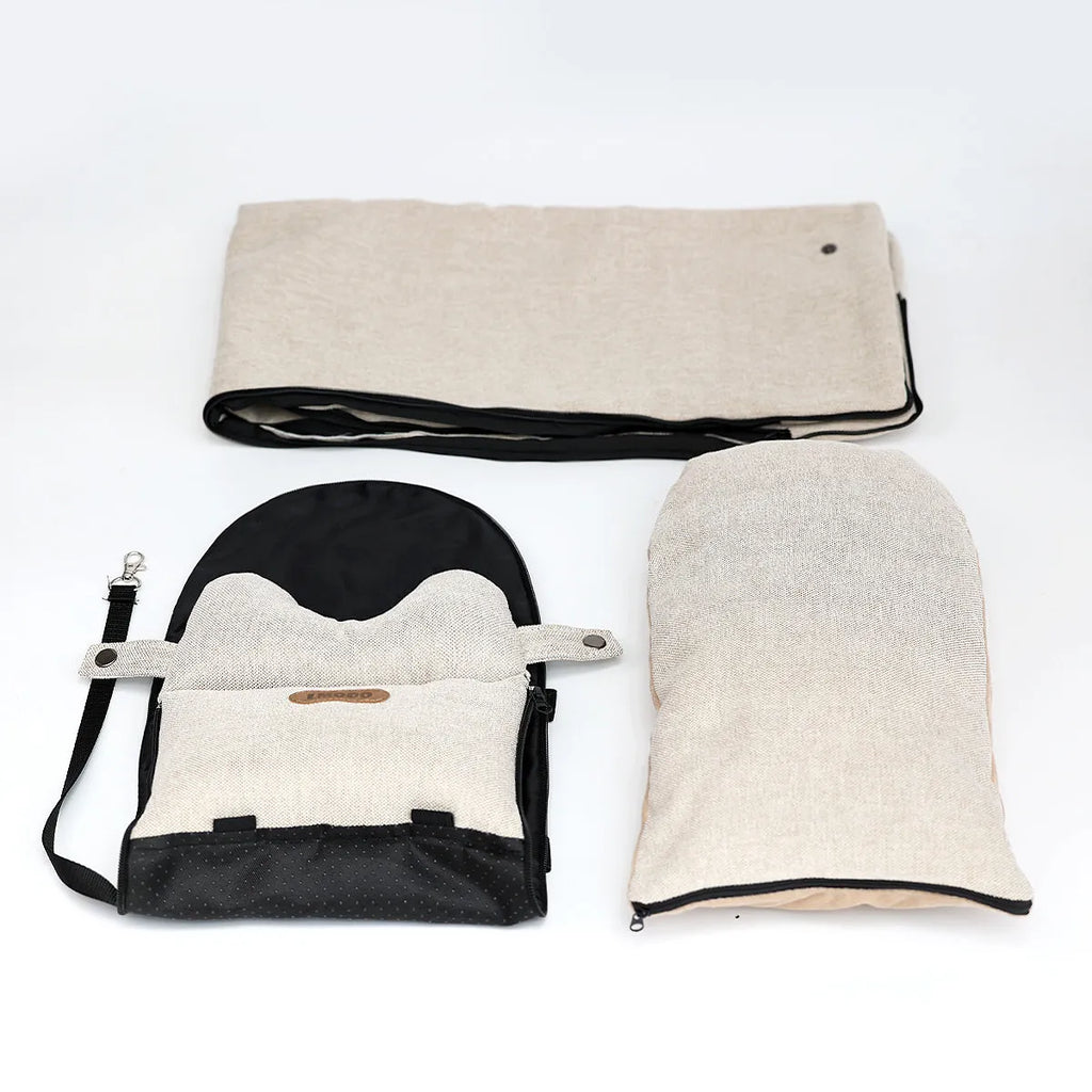Car Central portable dog car seat bed carrier in creamy white and gray for small dogs and cats