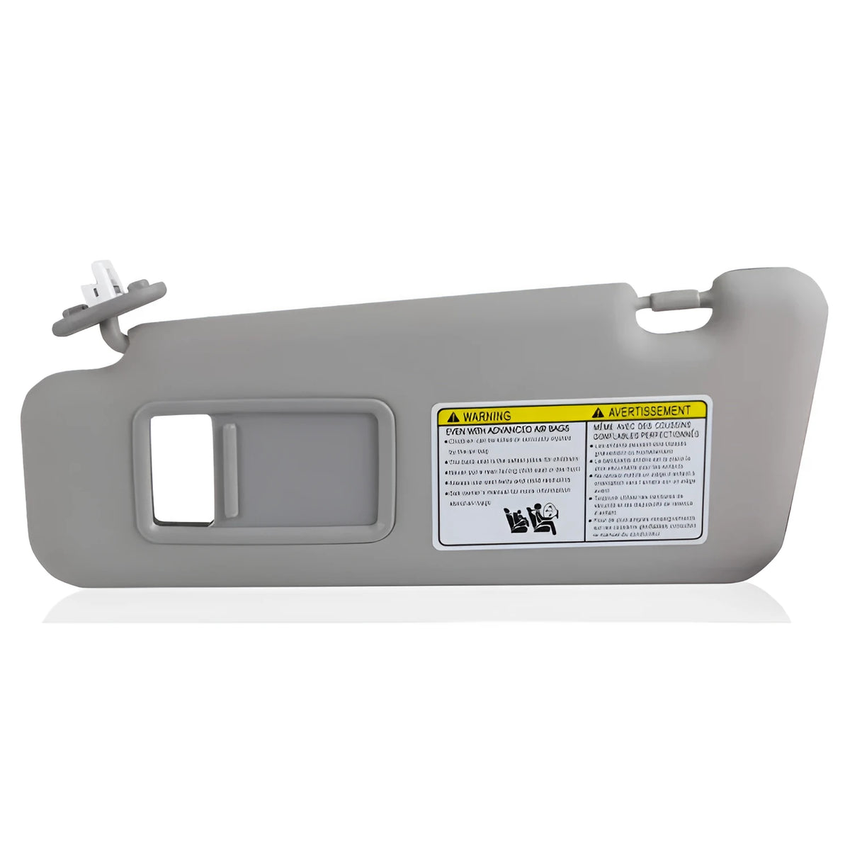 Grey left-side car sun visor, plastic light-shielding board, wired fitting, 45 x 19.5 x 5 cm