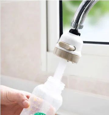Faucet booster shower attachment in white and grey with 3-mode spray button and 360-degree rotatable head for round taps