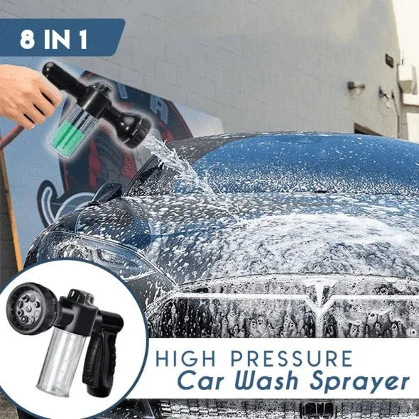 Green high-pressure foam spray gun with adjustable nozzle for car and household cleaning