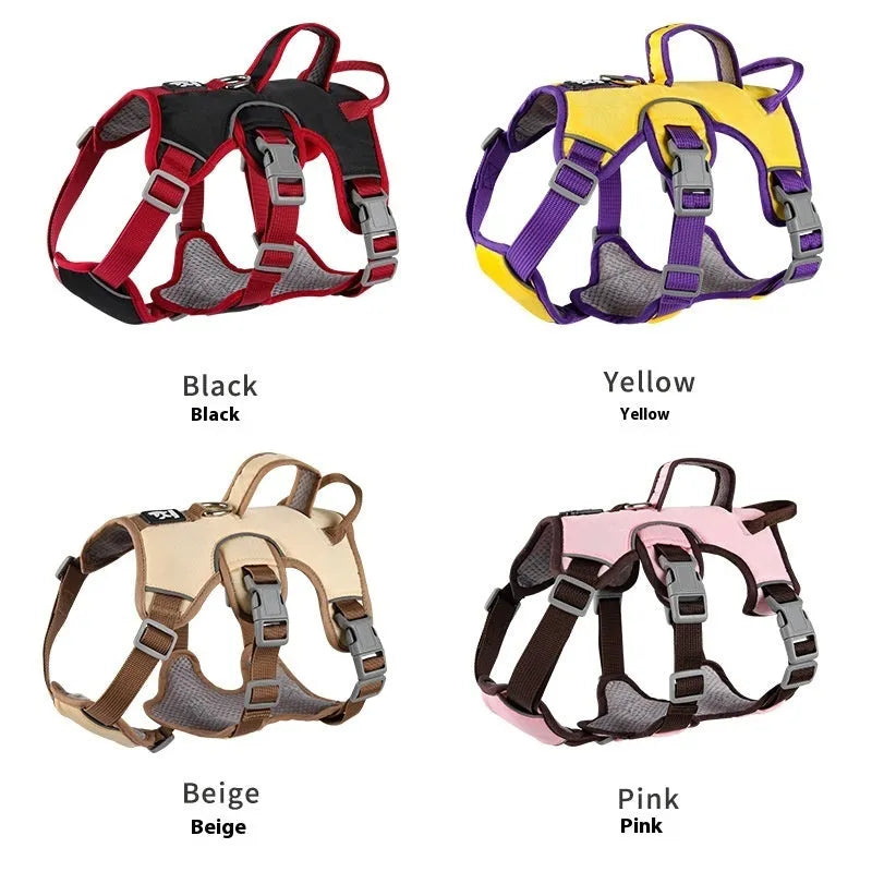 Oxford cloth dog harness for medium small pets in yellow pink beige black colours