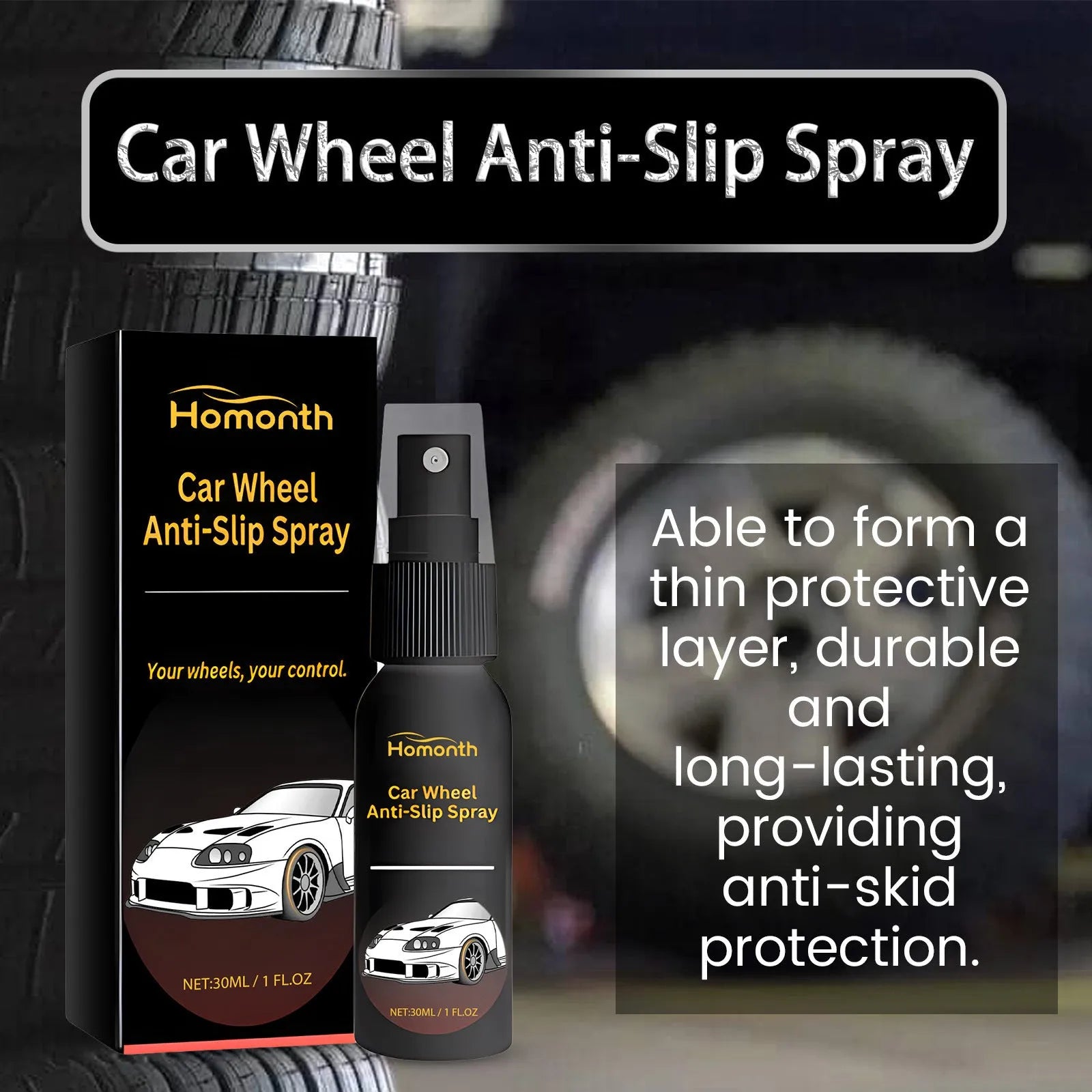 30ml decontamination care repair wheel anti-skid cleaner in clear bottle with cap, white label