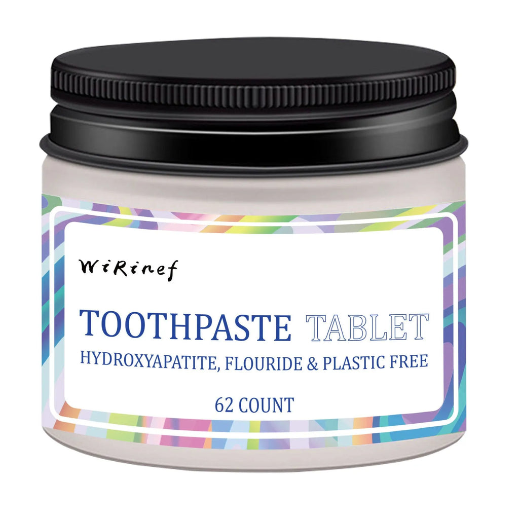 Portable toothpaste tablets in solid TP19 formulation, 62-piece pack for travel oral hygiene