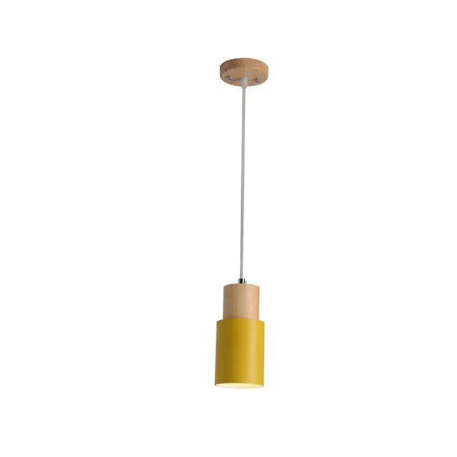 Nordic-style solid wood and wrought iron pendant lamp for island bar hanging in black colour