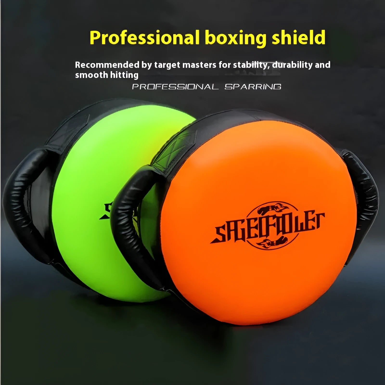 Handheld PU boxing shield target in fluorescent orange for martial arts training