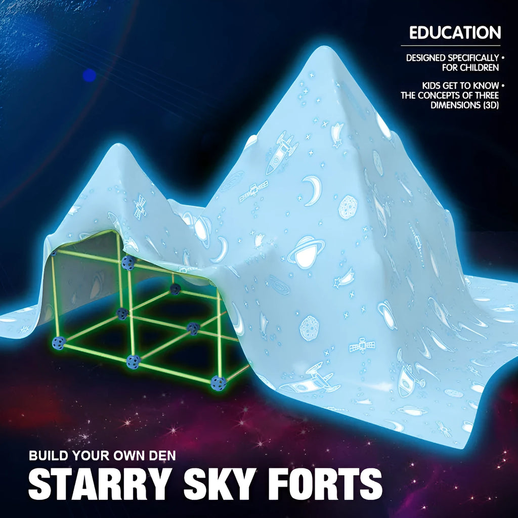 Children's plastic fort building kit with rods, balls, and storage bag for creating tents castles tunnels