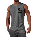 Mens sleeveless T-shirt, loose summer sports vest, polyester milk silk, digital print pattern, straight hem, hip hop style.