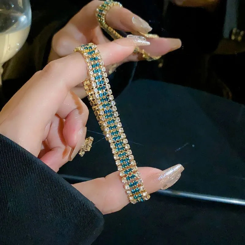 Gold full diamond bracelet for women, titanium steel inlay design, 8g weight