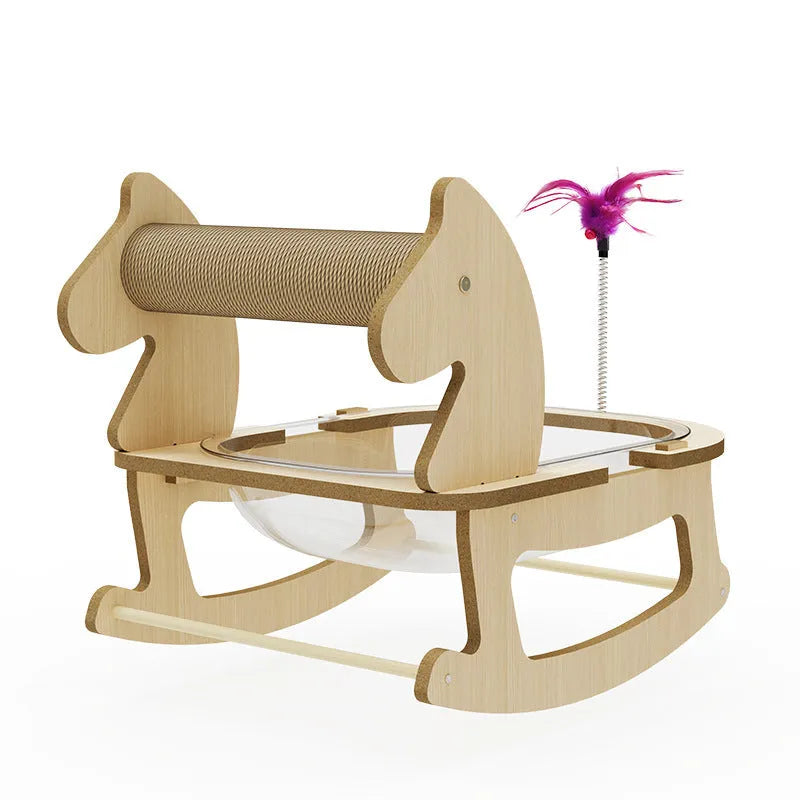 Hemp rope cat bed with space capsule rocking chair design, wear-resistant non-shedding column, medium density fiberboard frame