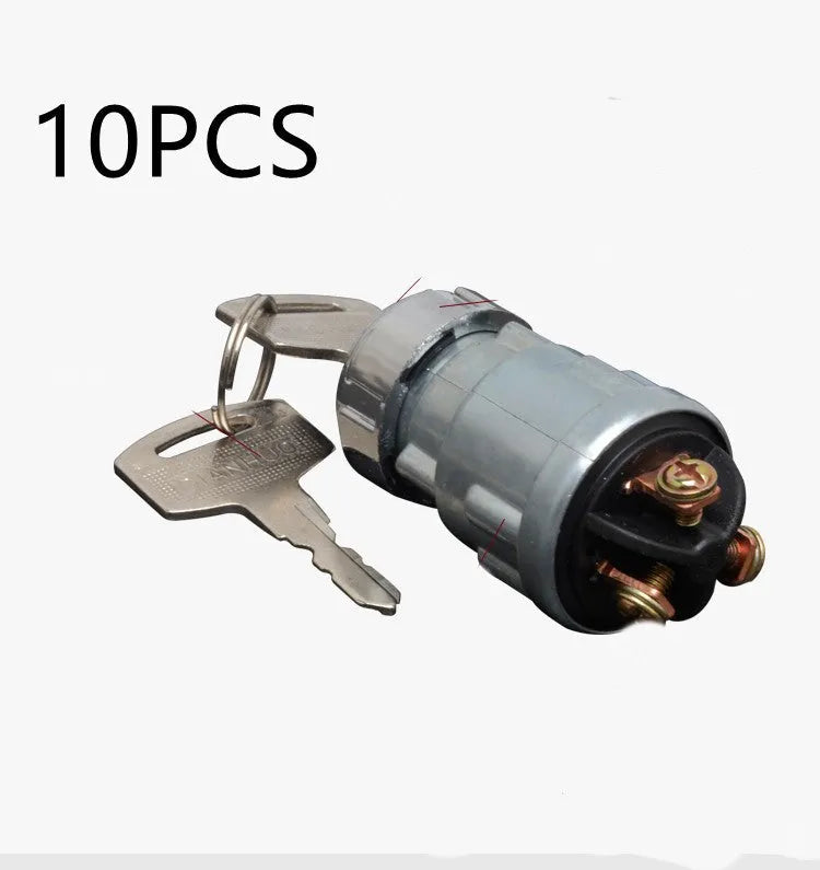 Copper automotive ignition switch and lock with key for truck and forklift repair.