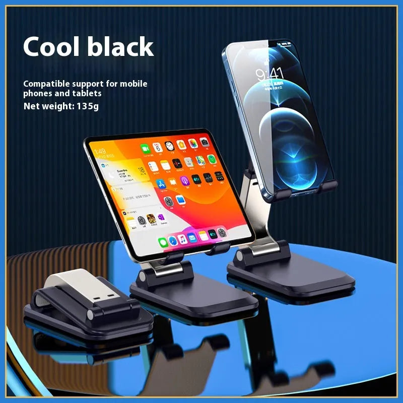 Foldable multifunctional bedside binge-watching lazy phone holder in black aluminium alloy