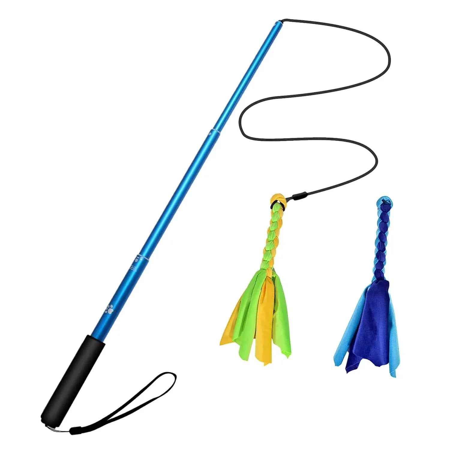 Telescopic funny dog stick cat teaser aluminium alloy rod for pet training black small size