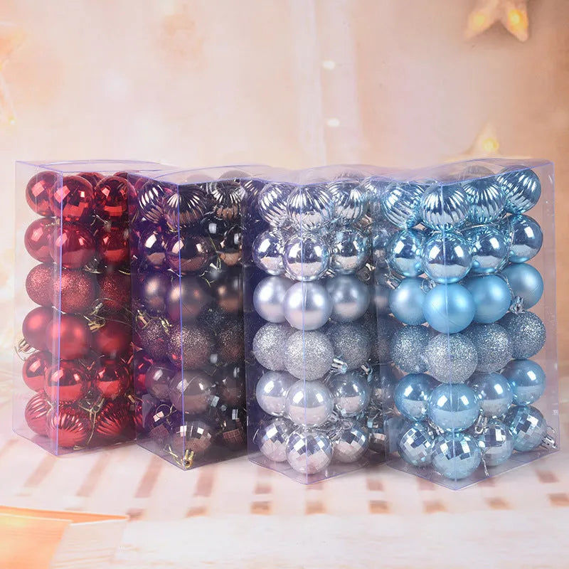 36 Christmas baubles whole box set with 4cm colour balls in red gold silver blue and other festive colours