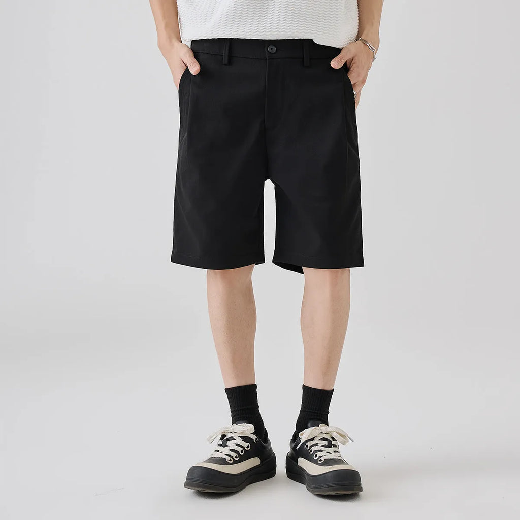 Straight-cut summer business casual trousers in micro-elastic polyester with five pockets