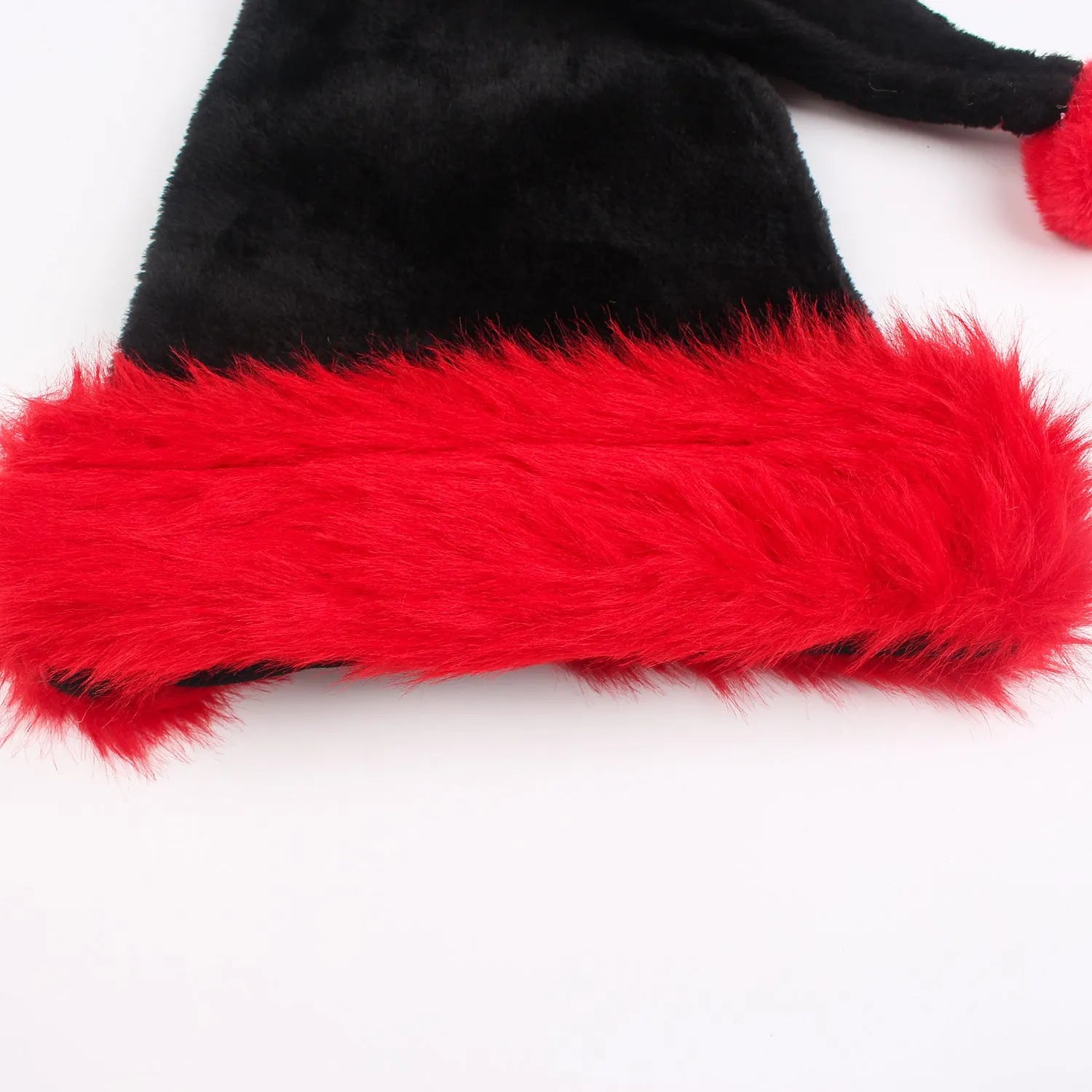 European-style plush polyester Christmas hat in red and black colour option
