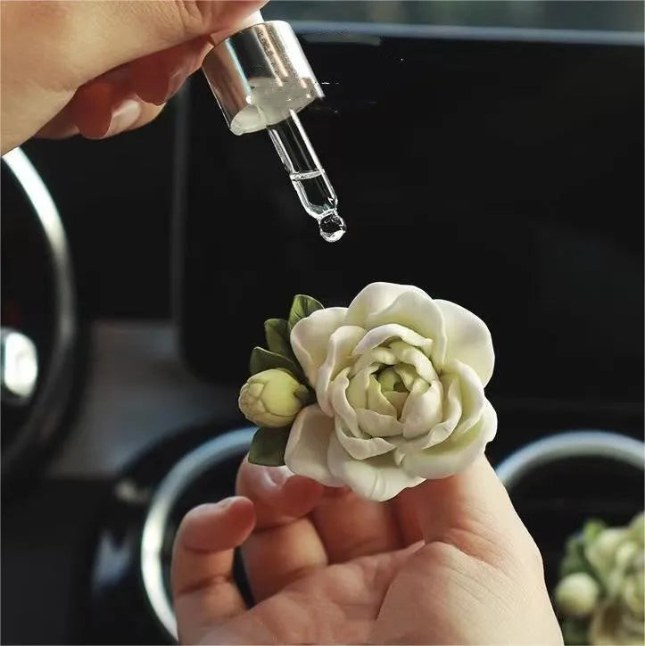 Gypsum car perfume solid air freshener with vent clip and jasmine essential oil bottle