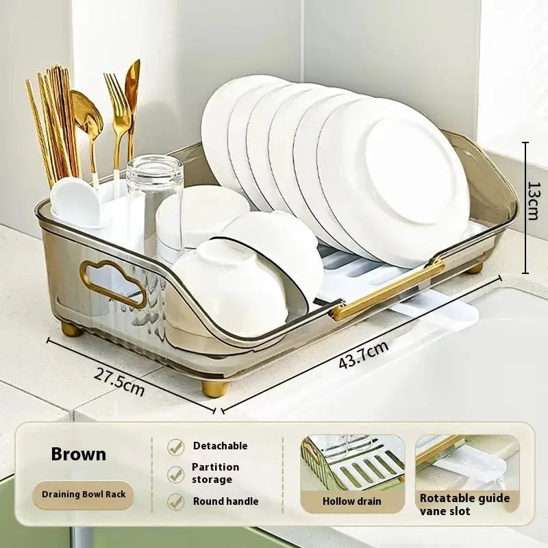 Household countertop kitchen cutlery storage rack plastic Nordic style draining rack transparent colour options