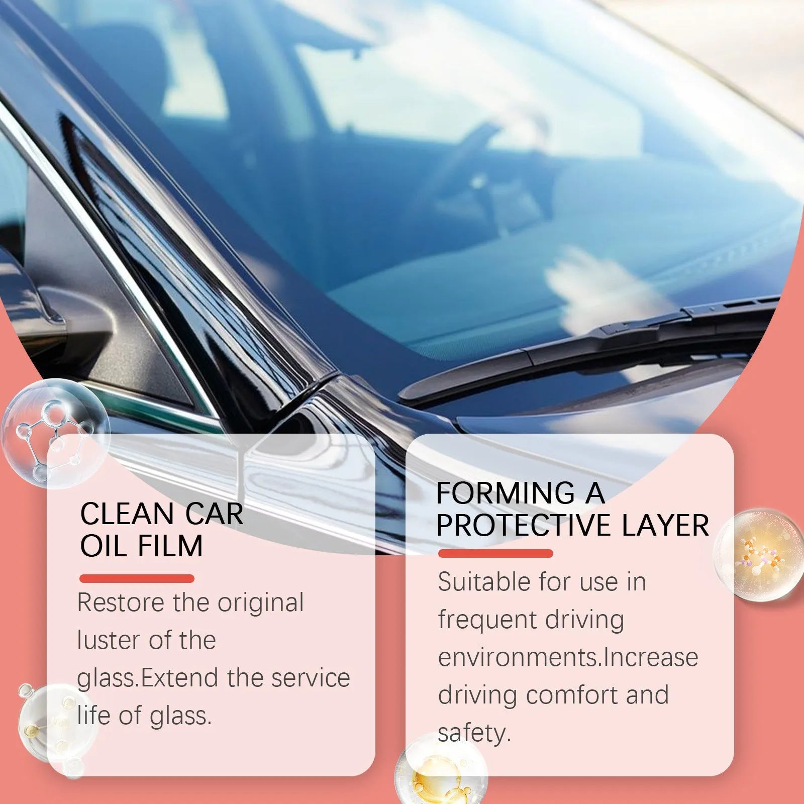 Car glass cleaning and decontamination agent with brilliant polish, water-based formula, 1 pc