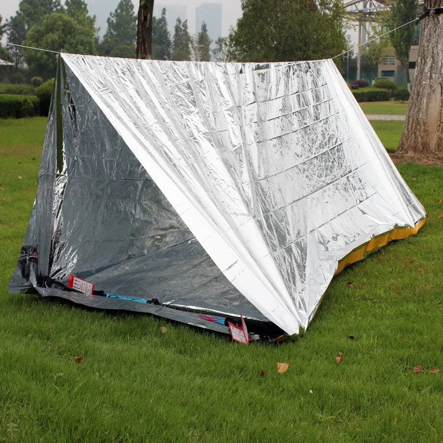 First Aid Tent emergency shelter with silver reflective PET aluminium film, 2.4m length