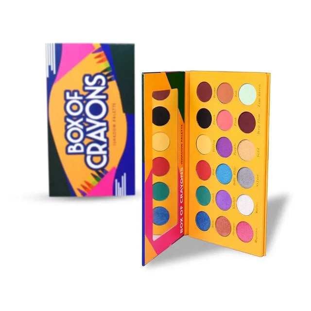 18 colour eyeshadow palette with pearly matte and shimmering pressed powder shades in a compact makeup set