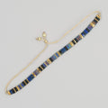 Hand-woven glass bracelet with retro geometric beaded design, style TL-B23091803B