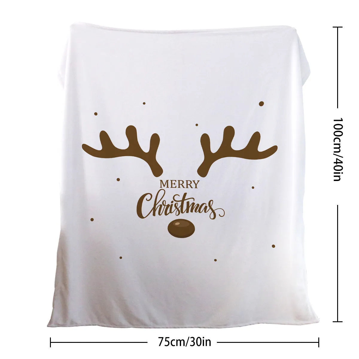 Deer antler pattern Christmas limited edition white flannel velvet blanket on a sofa