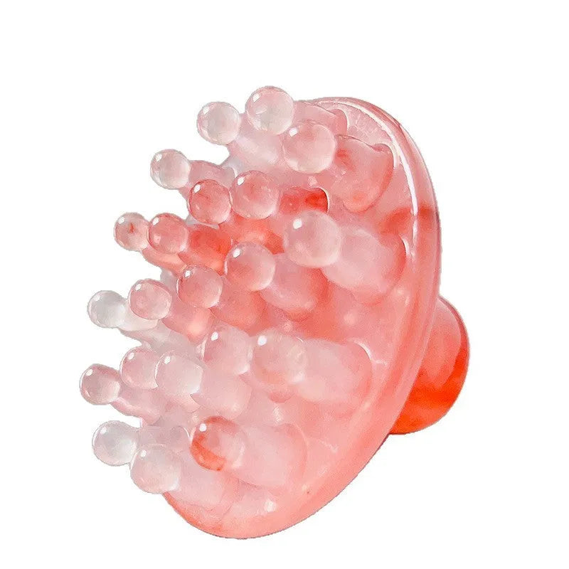 Brown and yellow disc massage comb with 21 teeth for head meridian therapy