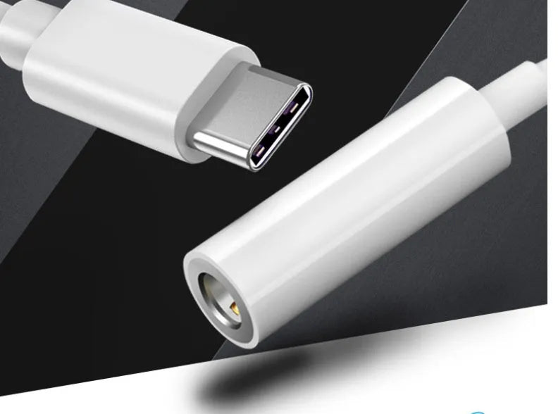 White Type-C to 3.5mm headphone digital audio adapter cable for Xiaomi Samsung Huawei smartphones