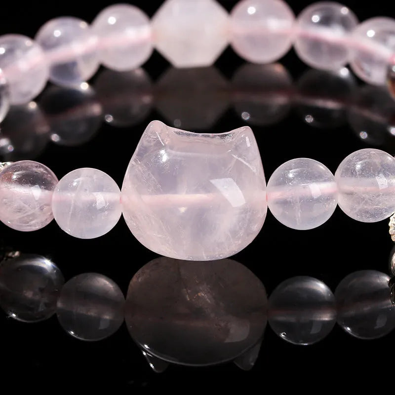 Women's natural crystal charm bracelet with handcrafted details and various gemstone options