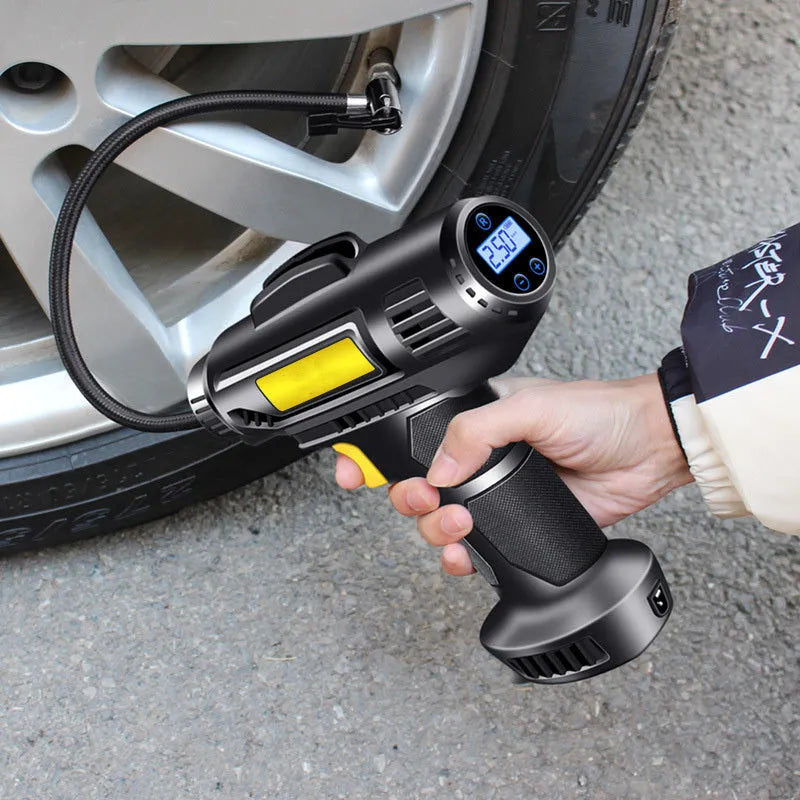Wireless electric tyre pump with digital display and lithium battery