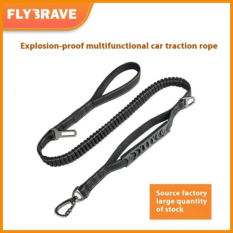 Retractable dog lead with hand-holding rope buffer and reflective traction belt in three colour options